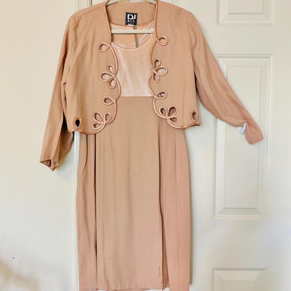 Pinkish tan Blazer and cocktail Dress set